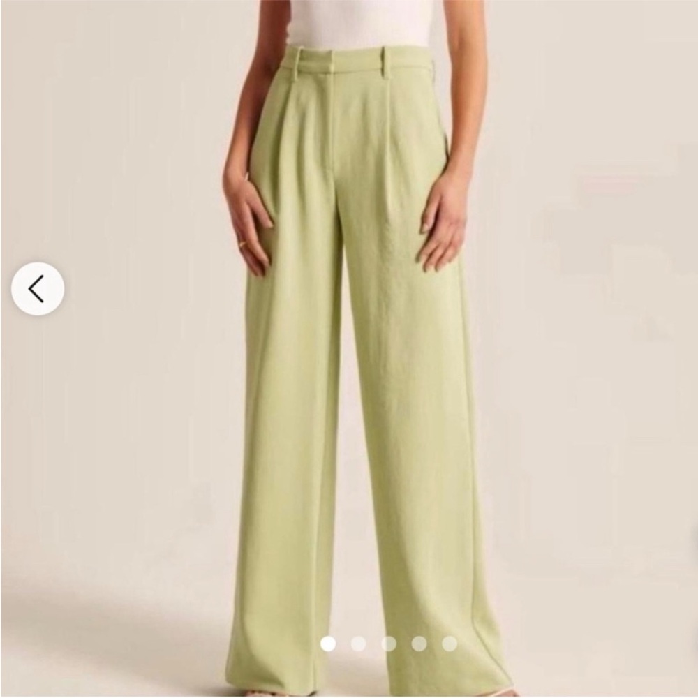 Abercrombie & Fitch Light Green Wide-Leg Pants